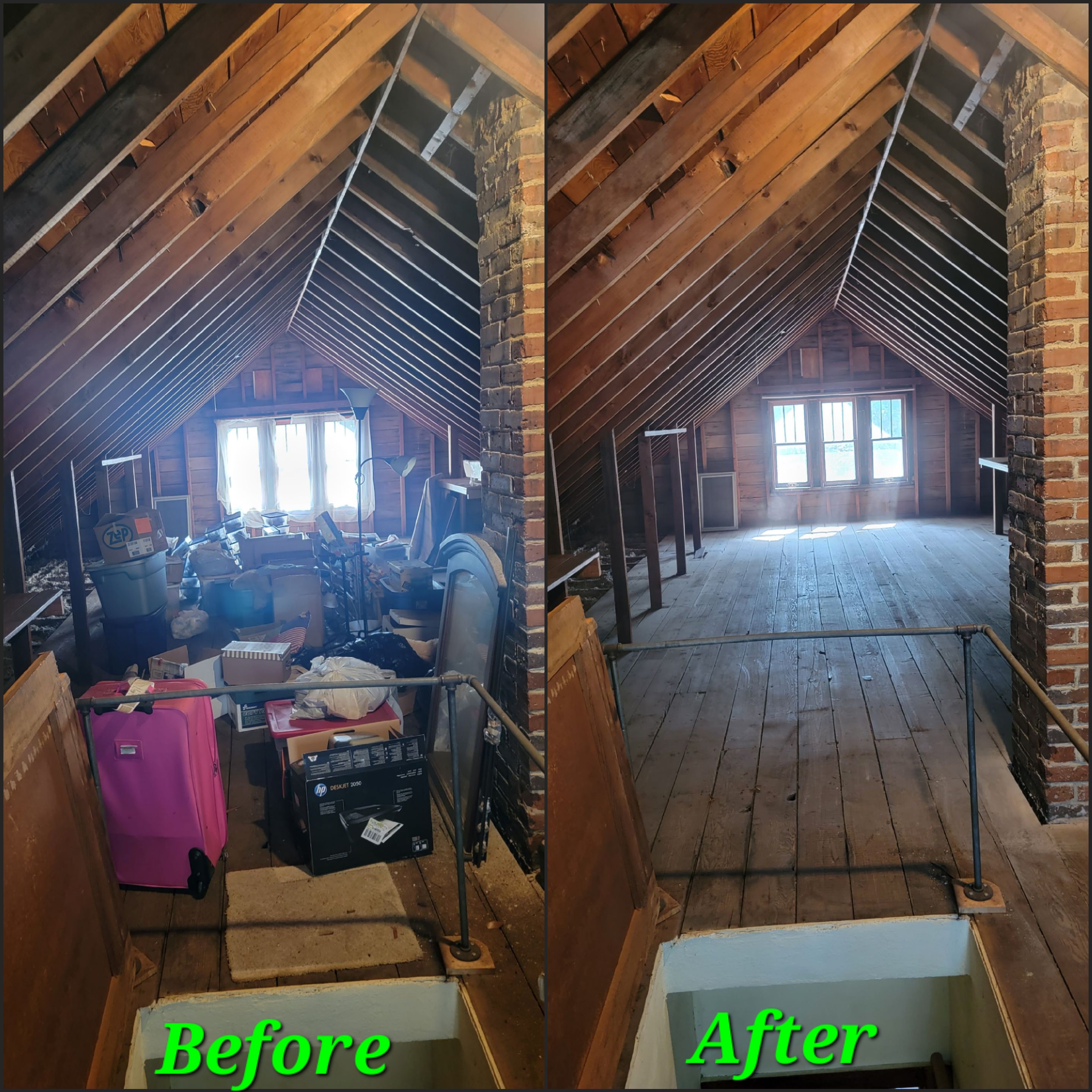 Side-by-side before and after photo of junk removal project 2