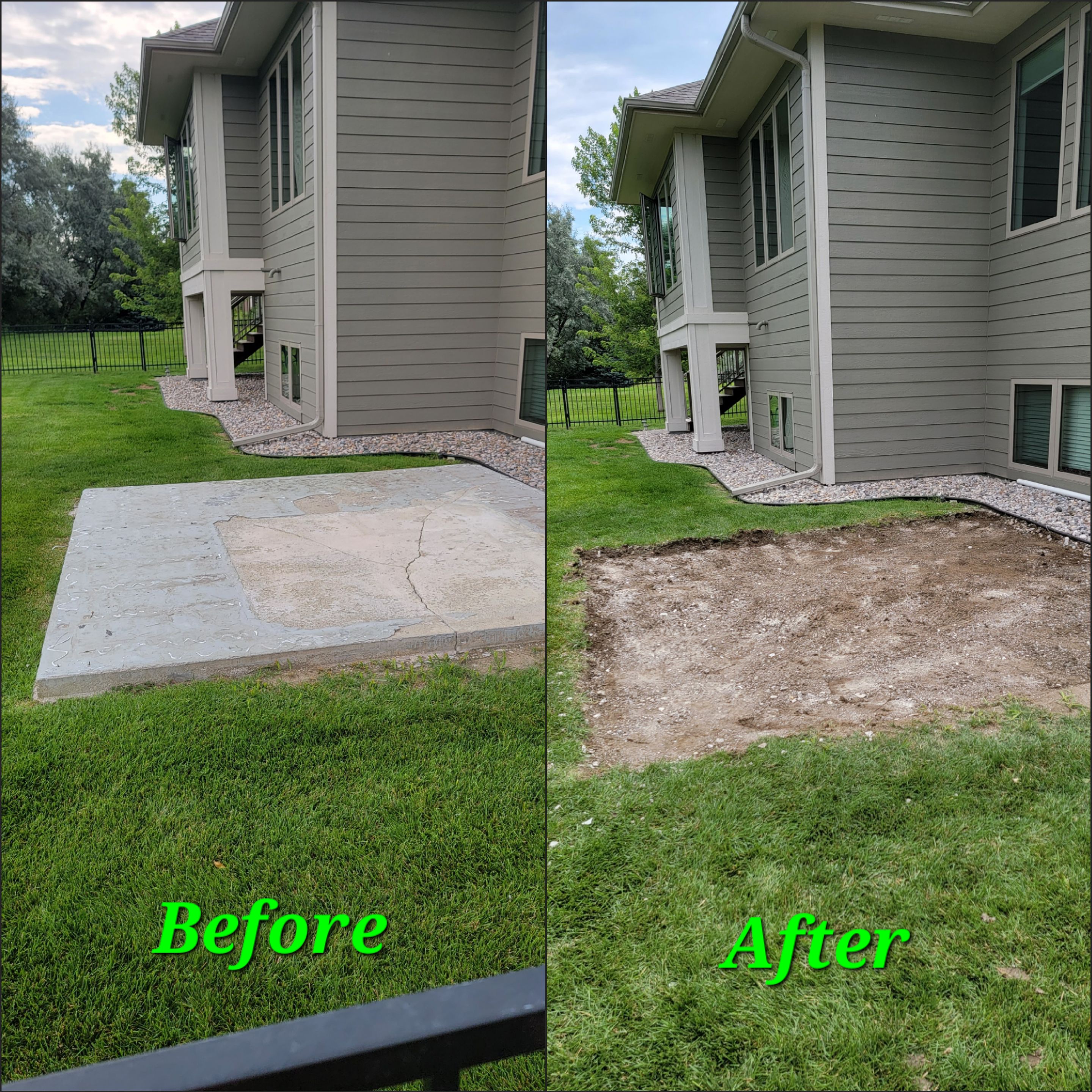 Side-by-side before and after photo of junk removal project 3