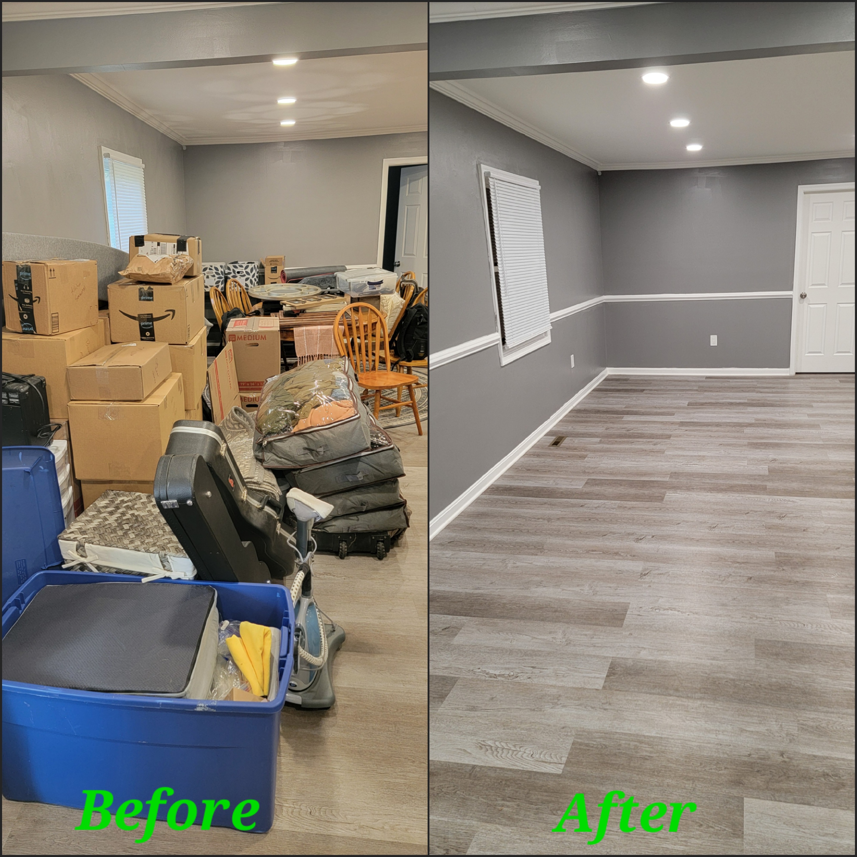 Side-by-side before and after photo of junk removal project 4