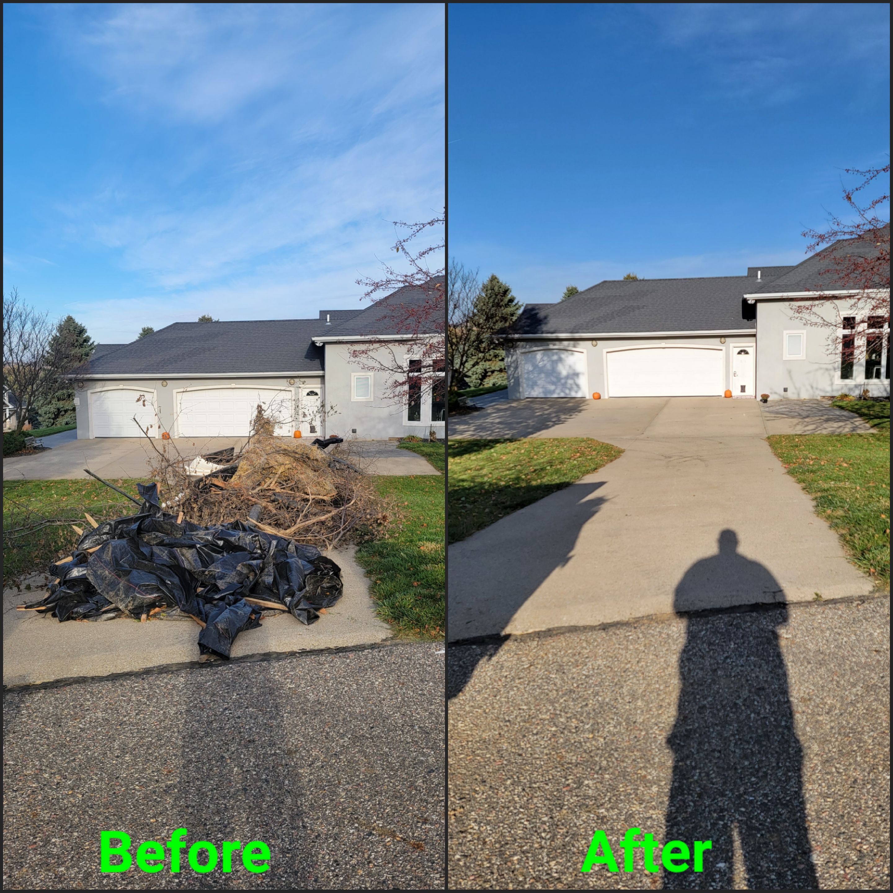 Side-by-side before and after photo of junk removal project 5