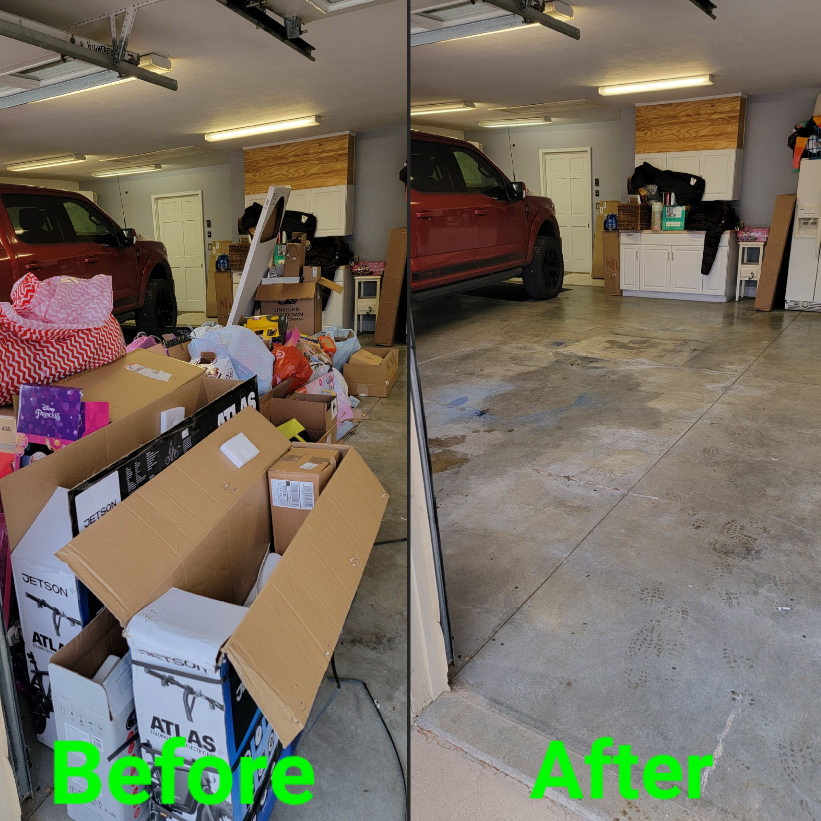 Side-by-side before and after photo of junk removal project 6